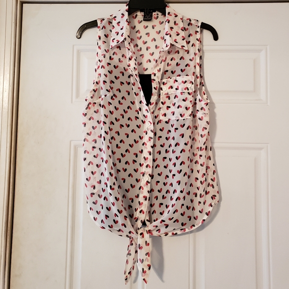 Timing brand sleeveless sheer button down blouse - Picture 3 of 8